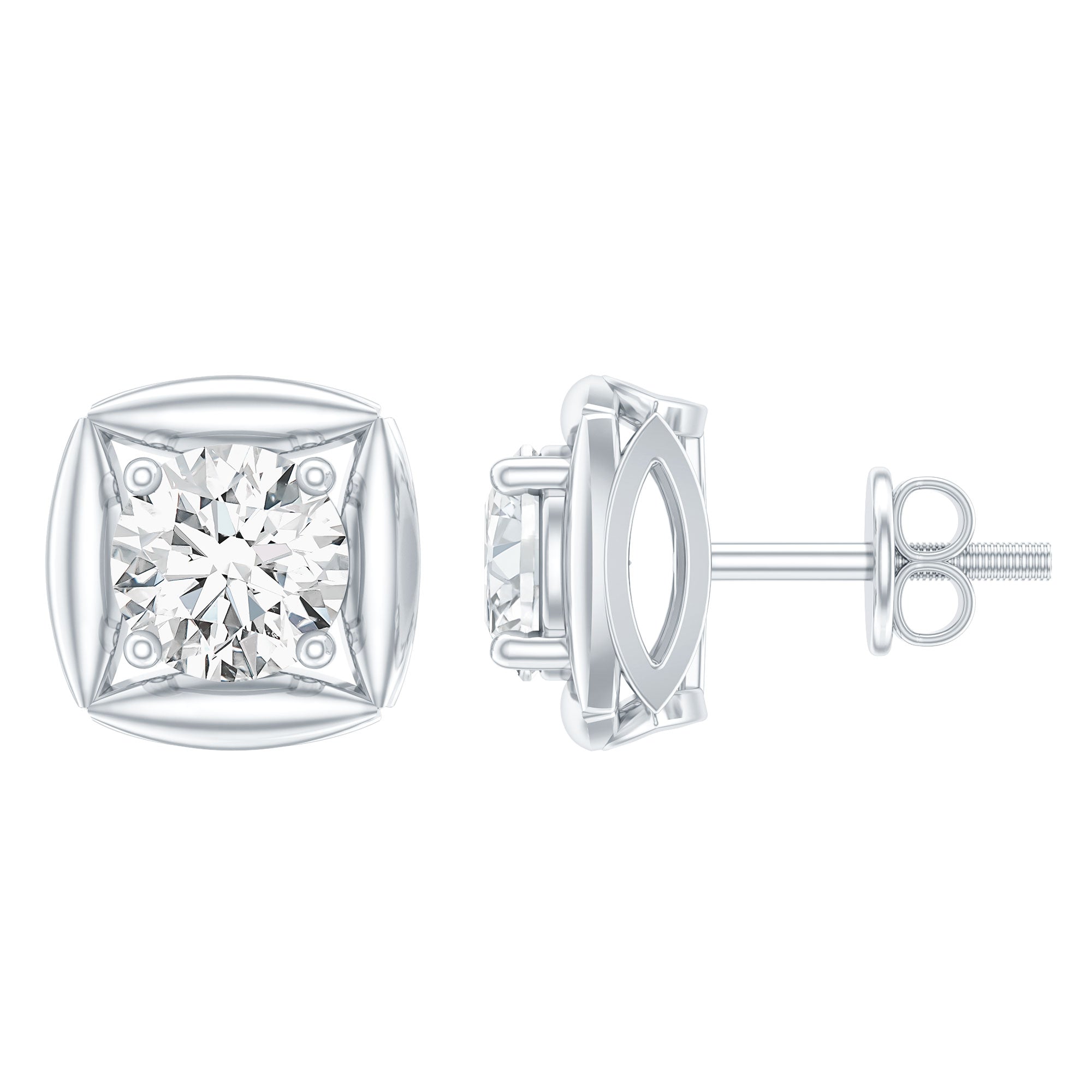 1 CT Solitaire Moissanite Stud Earrings for Women D-VS1 - Rosec Jewels