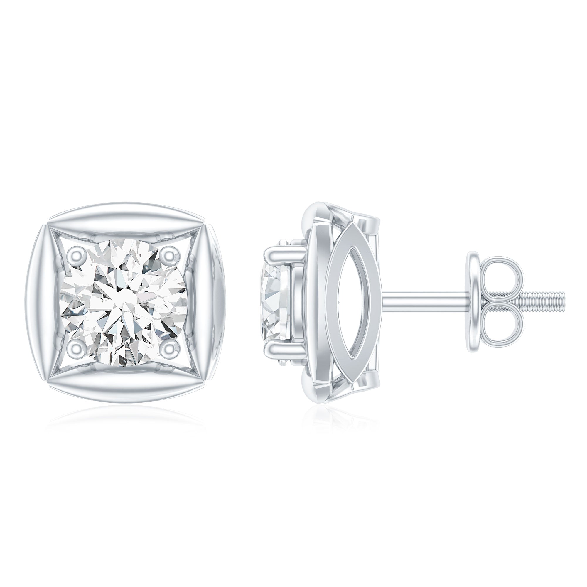 1 CT Solitaire Moissanite Stud Earrings for Women D-VS1 - Rosec Jewels