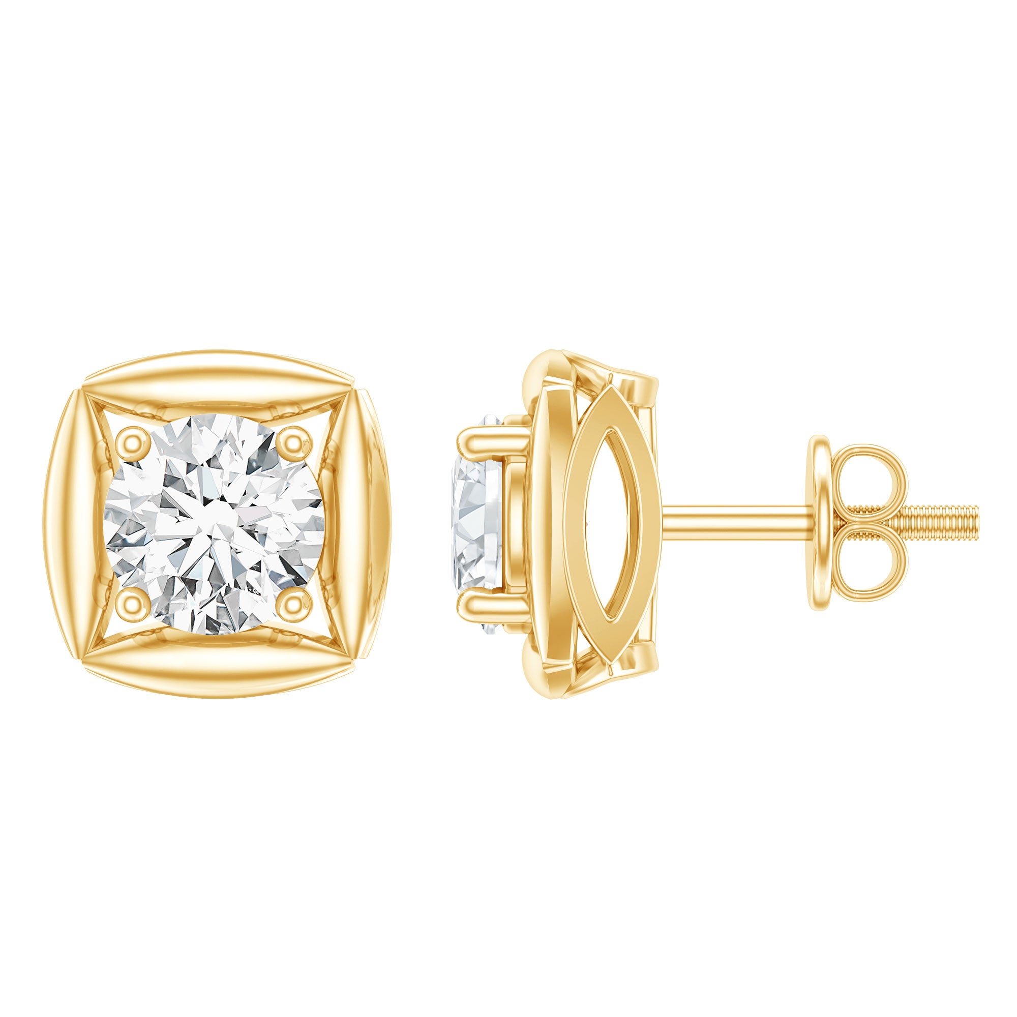 1 CT Solitaire Moissanite Stud Earrings for Women D-VS1 - Rosec Jewels