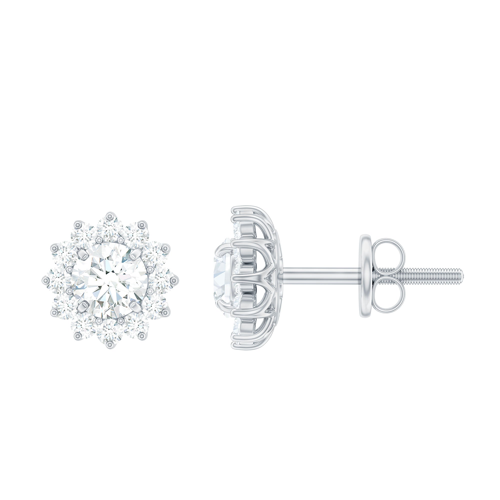 Boucles d'oreilles Sunburst 1,25 CT avec Moissanite