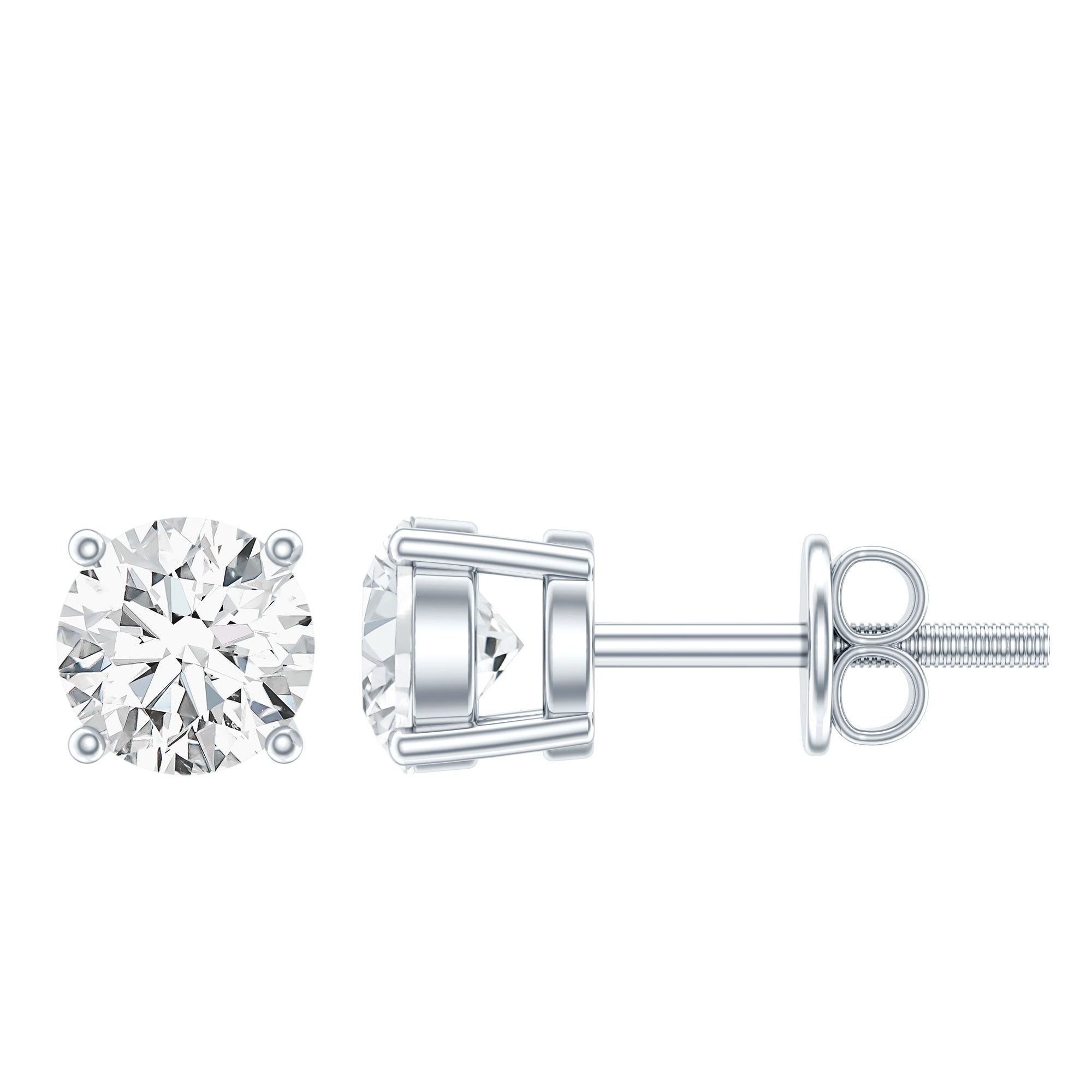 5 MM Round Moissanite Solitaire Screw Back Stud Earrings