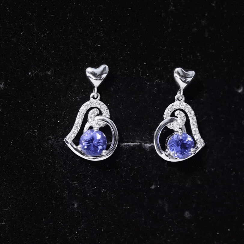 1 Carat Tanzanite and Diamond Heart Drop Earrings AAA - Rosec Jewels