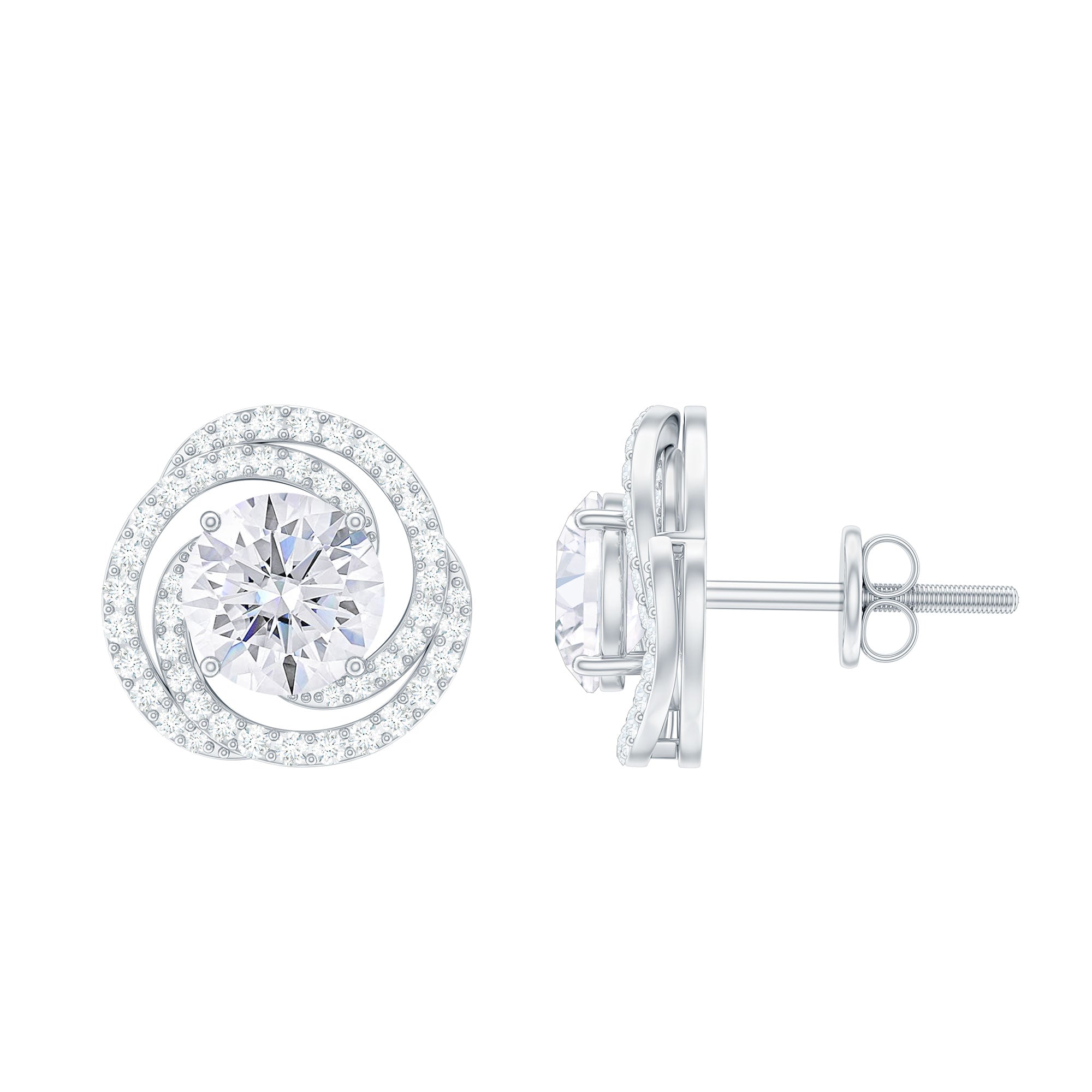 2.25 CT Moissanite Braided Halo Stud Earrings