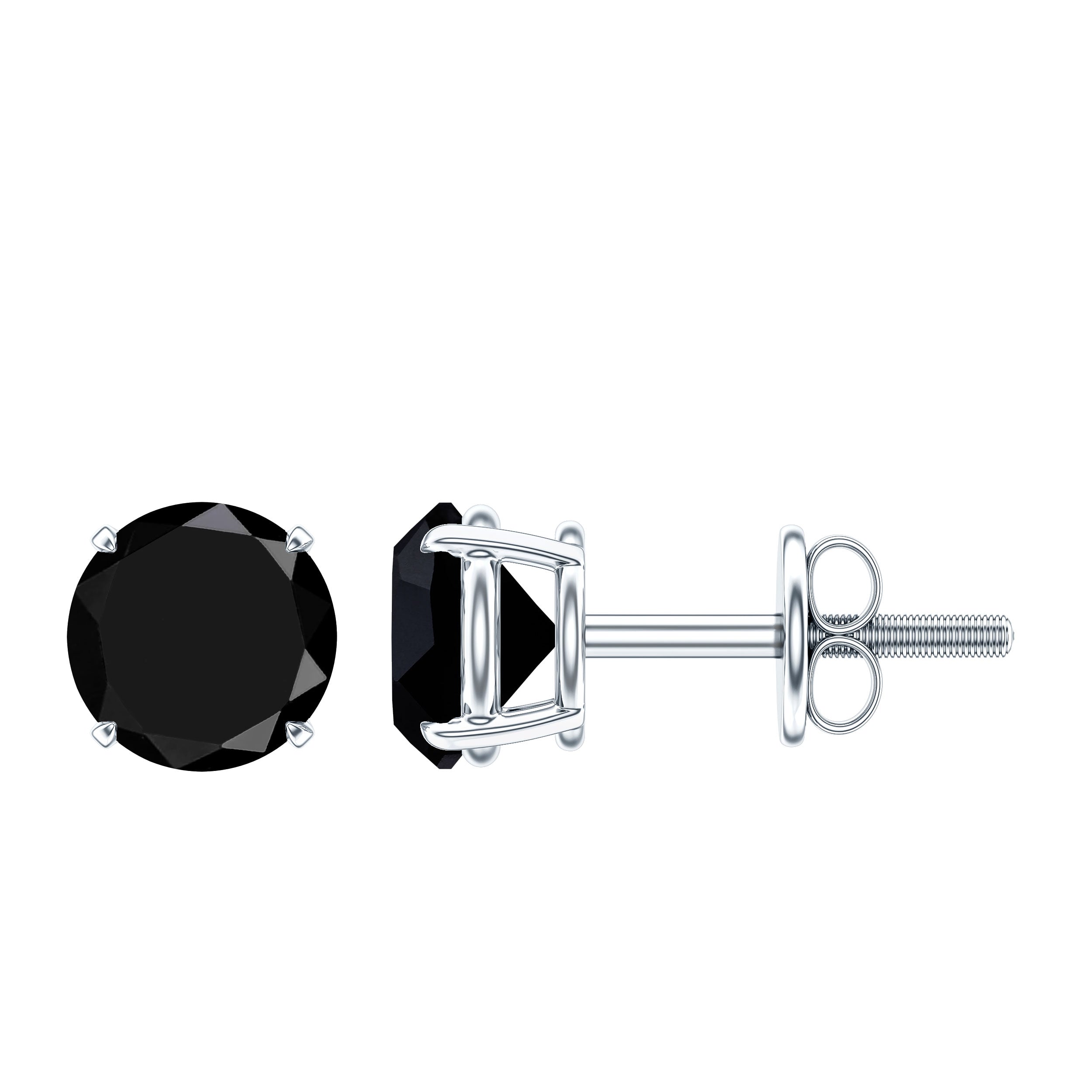 Natural Black Onyx Stud Earrings for Everyday AAA - Rosec Jewels