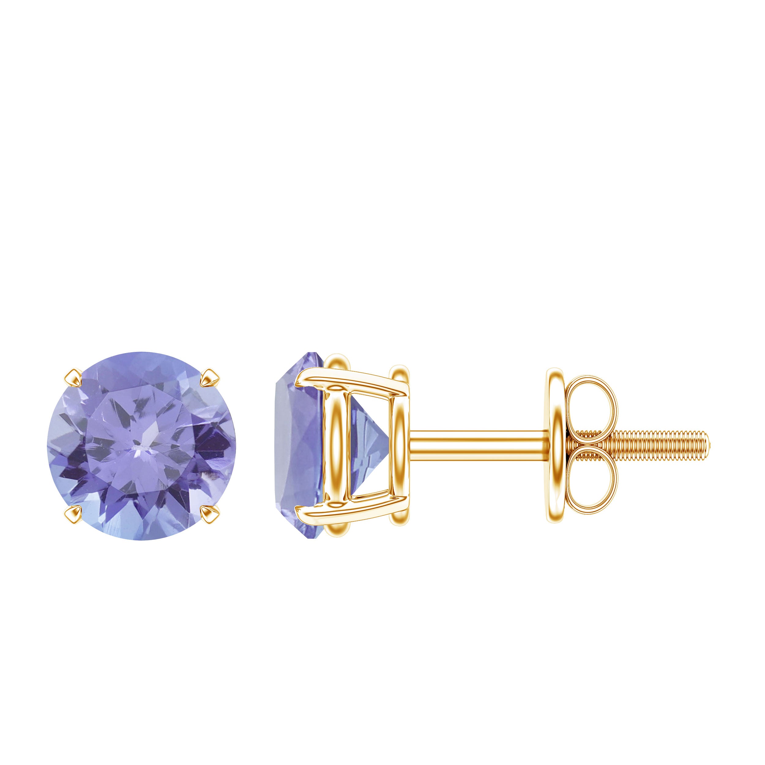 1 Carat Round Cut Tanzanite Stud Earrings for Women AAA - Rosec Jewels