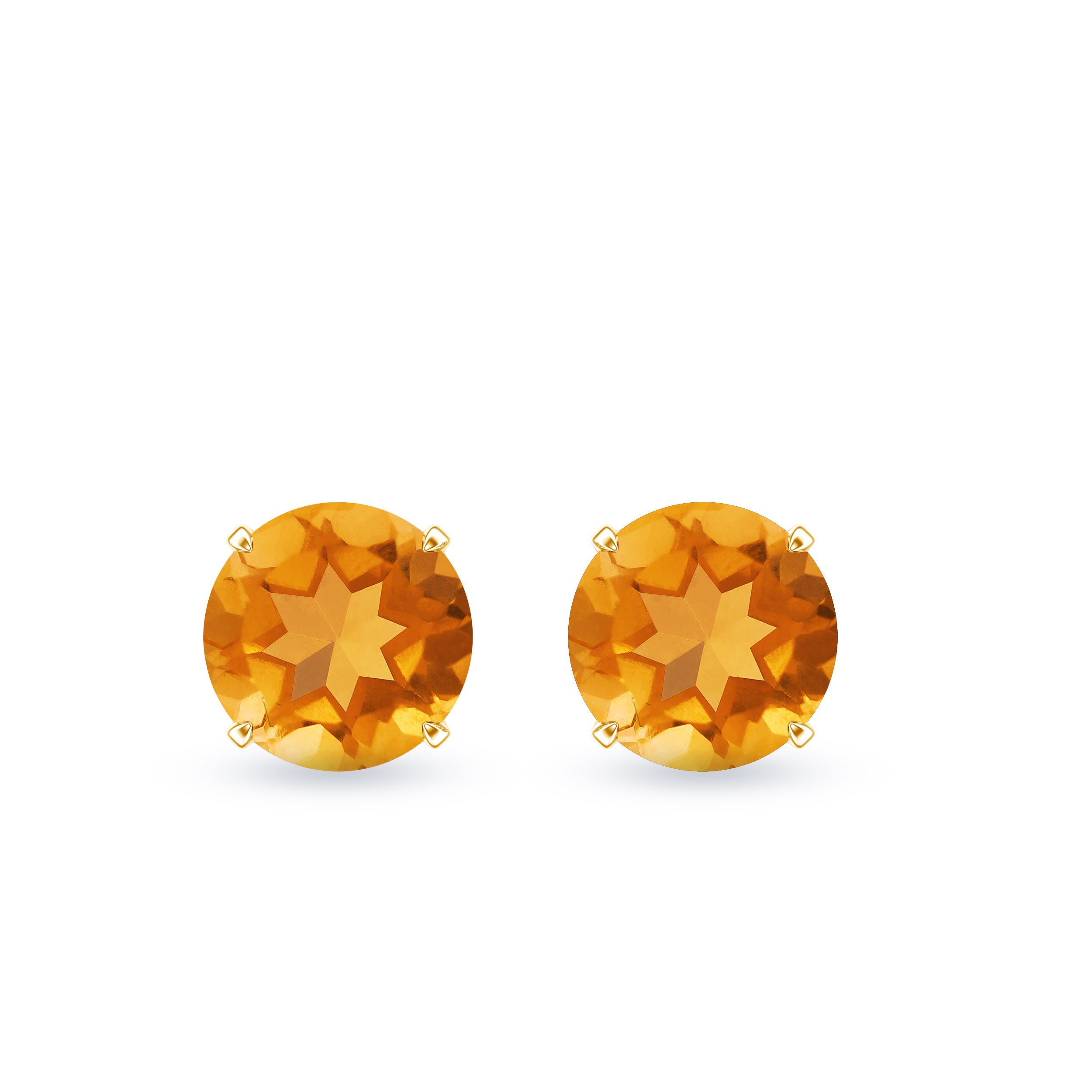 1 CT Round Cut Citrine Solitaire Stud Earrings with Certificate AAA - Rosec Jewels