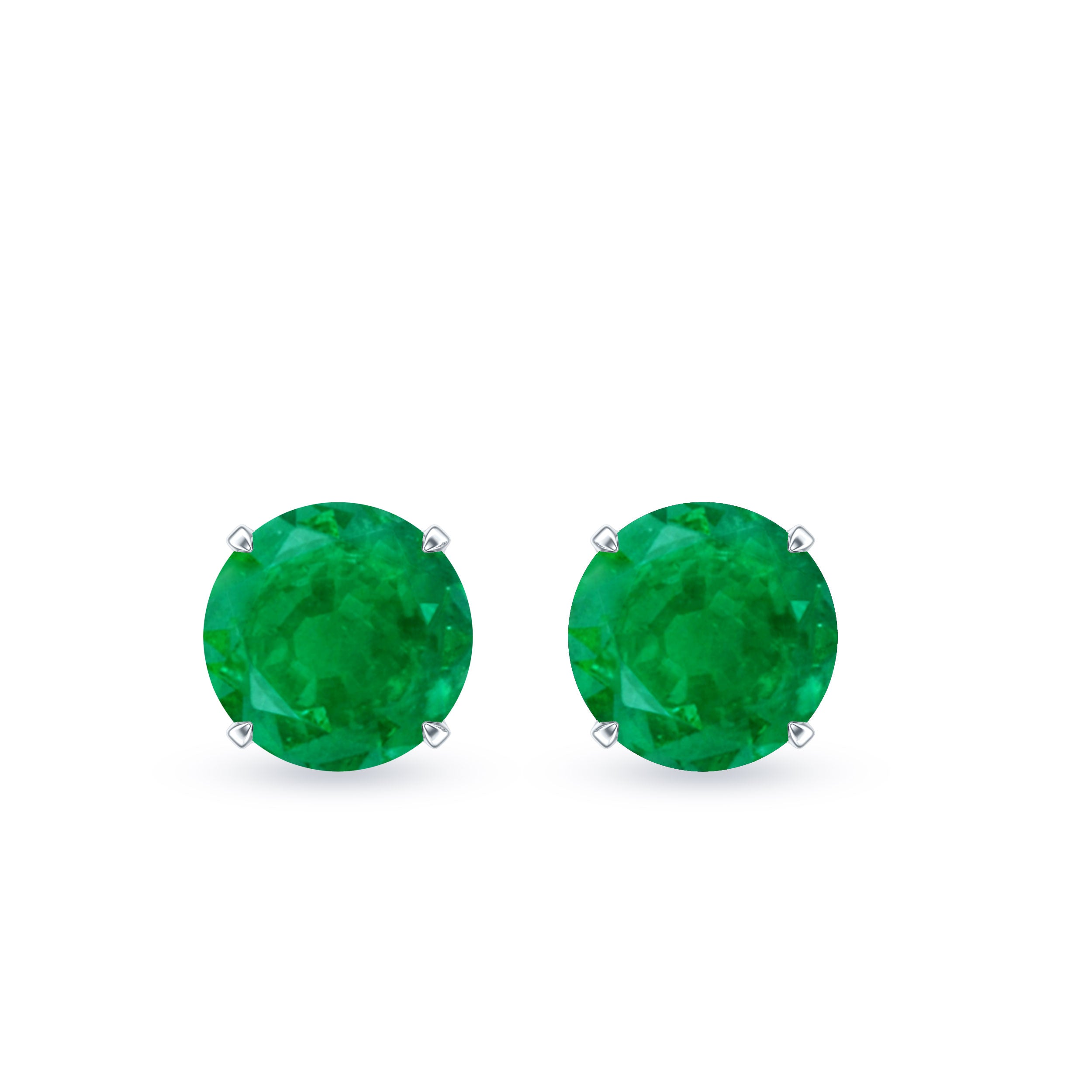Natural Emerald Stud Earrings with Screw Back AAA - Rosec Jewels