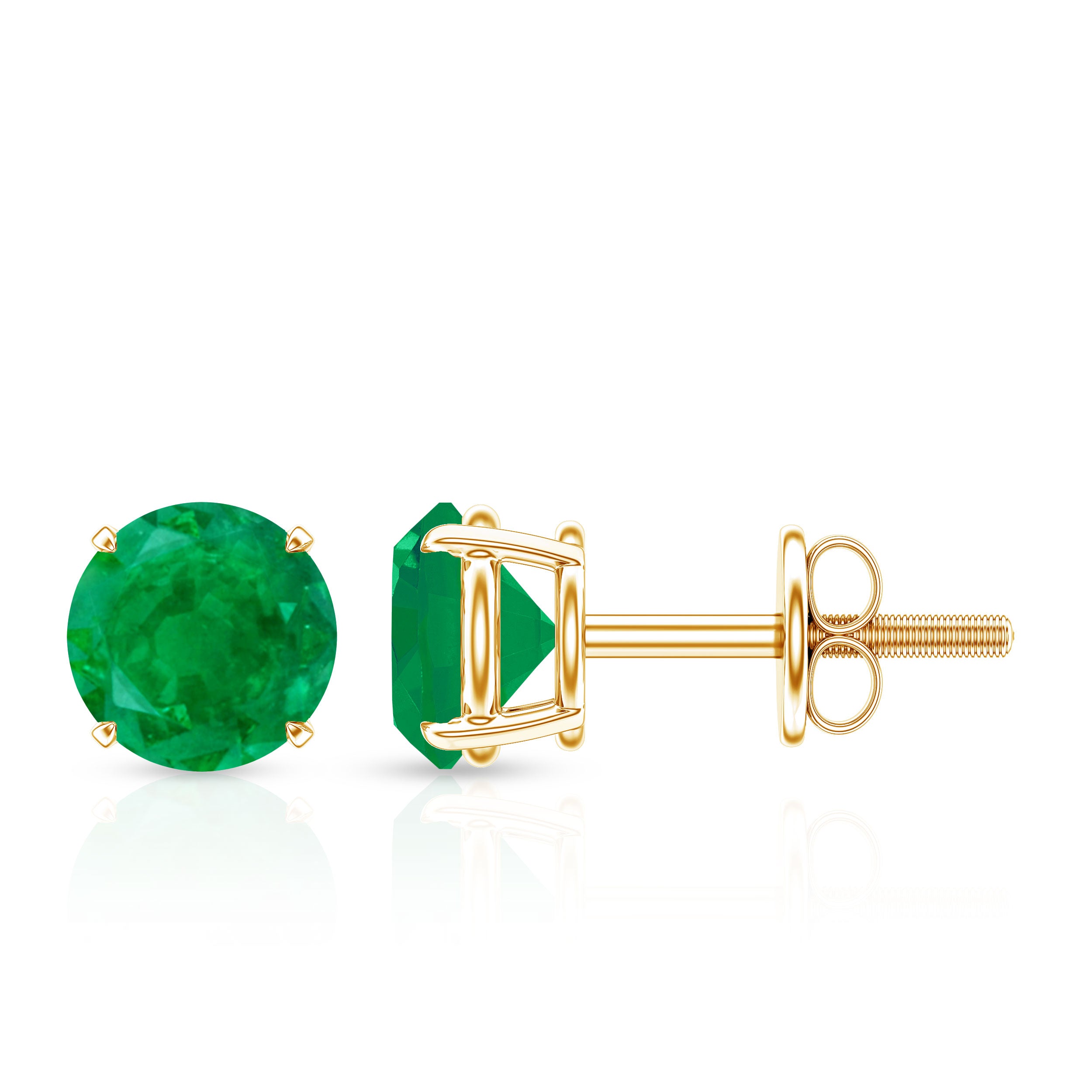 Natural Emerald Stud Earrings with Screw Back AAA - Rosec Jewels