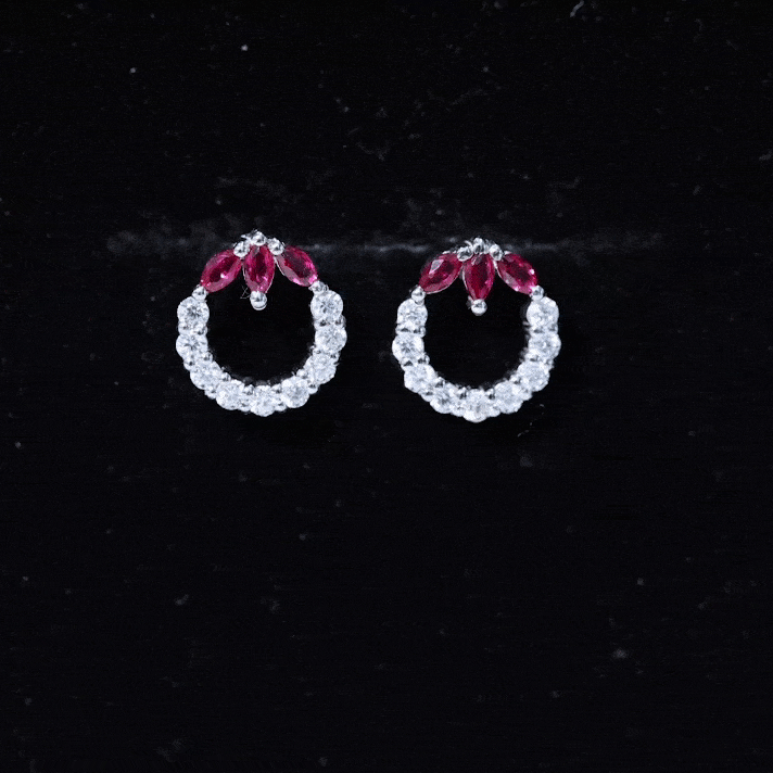 Marquise Cut Lab Created Ruby and Moissanite Eternity Stud Earrings AAAA - Rosec Jewels