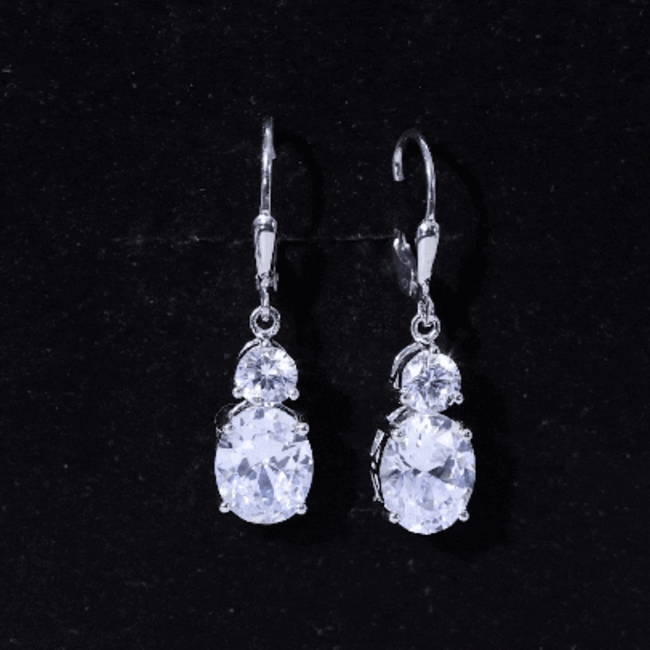 Minimal Zircon 2 Stone Drop Earrings with Lever Back AAAA - Rosec Jewels