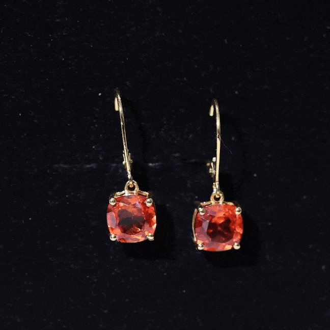 5.5 CT Cushion Cut Lab Created Orange Sapphire Drop Earrings AAAA - Rosec Jewels