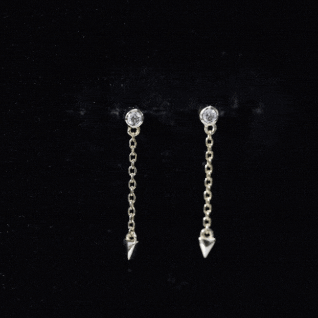 Certified Bezel Set Lab Grown Diamond Long Chain Earrings Lab - ( EF-VS ) - Rosec Jewels