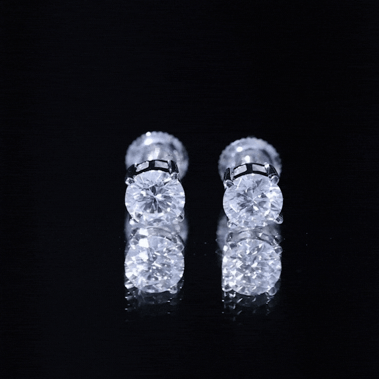 2 Carat Moissanite Solitaire Stud Earrings with Screw Backs D-VS1 - Rosec Jewels