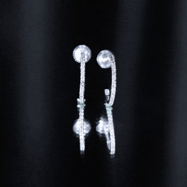 Round Shaped Diamond Hoop Earrings Natural - ( HI-SI ) - Rosec Jewels