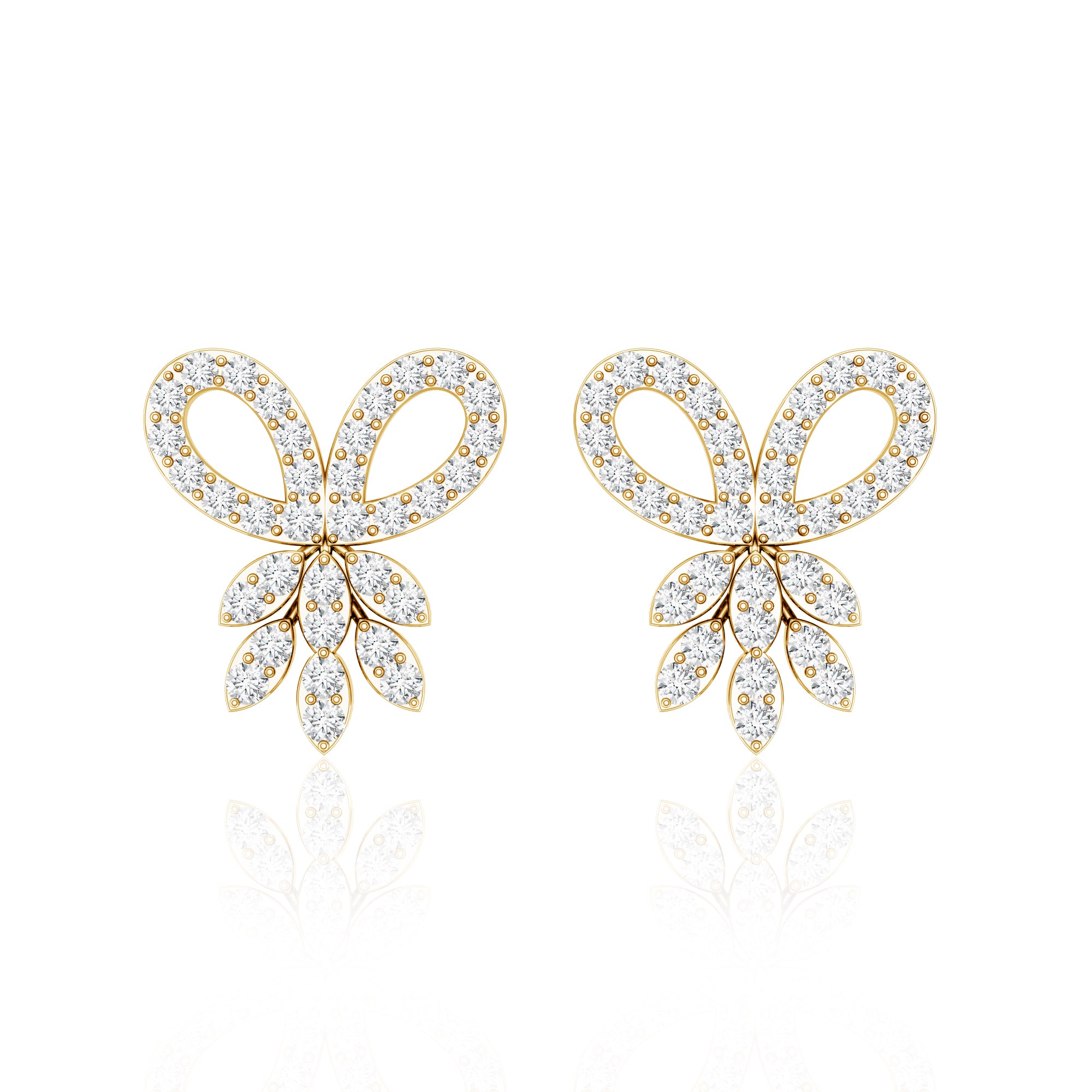 Certified Diamond Bow Earrings For Her Natural - ( HI-SI ) - Rosec Jewels