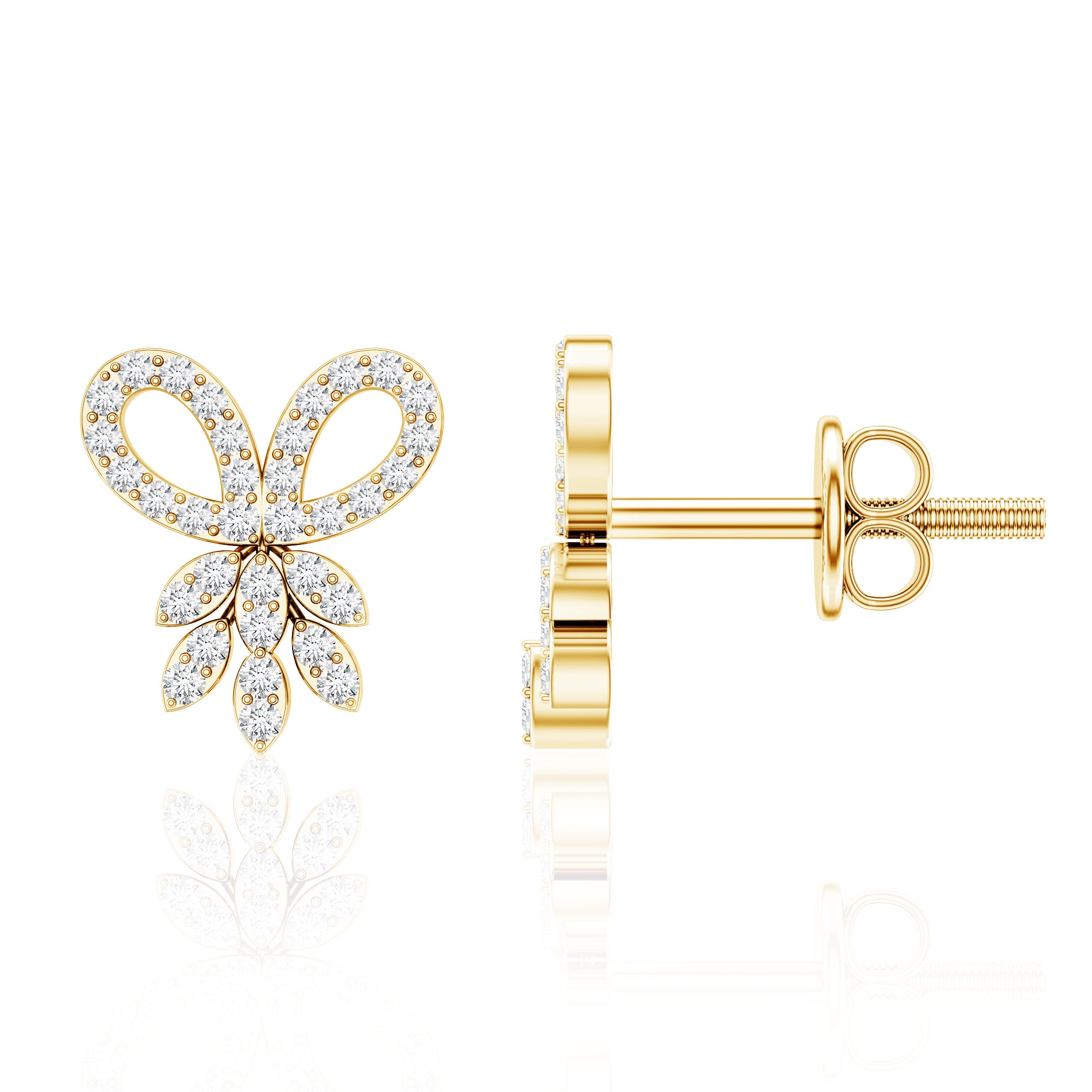 Certified Diamond Bow Earrings For Her Natural - ( HI-SI ) - Rosec Jewels