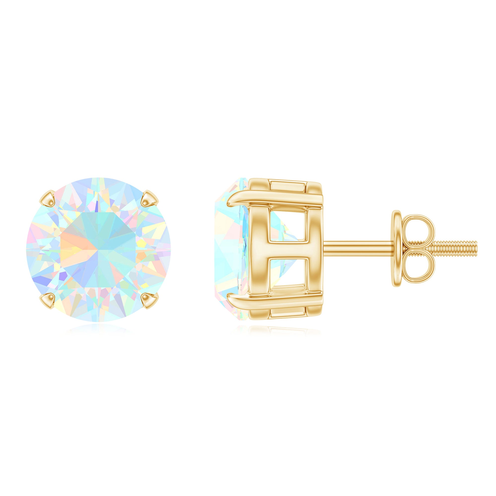 4 Carat Round Cut Ethiopian Opal Solitaire Stud Earrings for Women AAA - Rosec Jewels