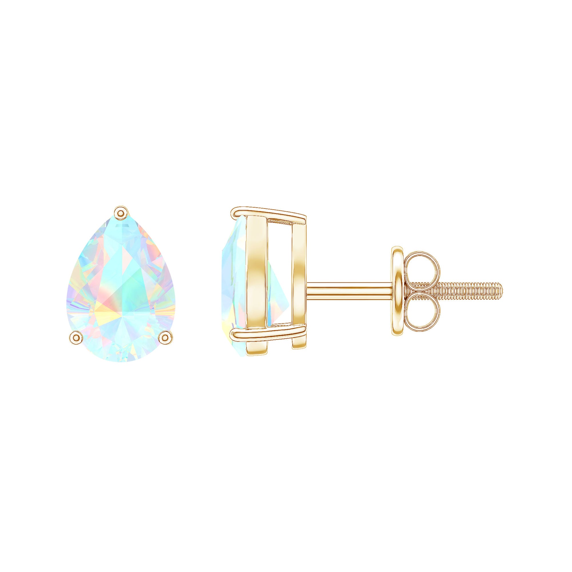 Pear Cut Ethiopian Opal Solitaire Stud Earrings in Gold AAA - Rosec Jewels