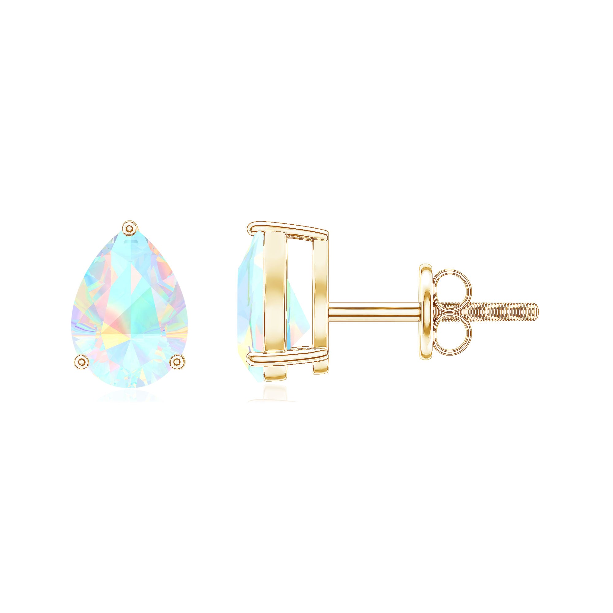 Pear Cut Ethiopian Opal Solitaire Stud Earrings in Gold AAA - Rosec Jewels