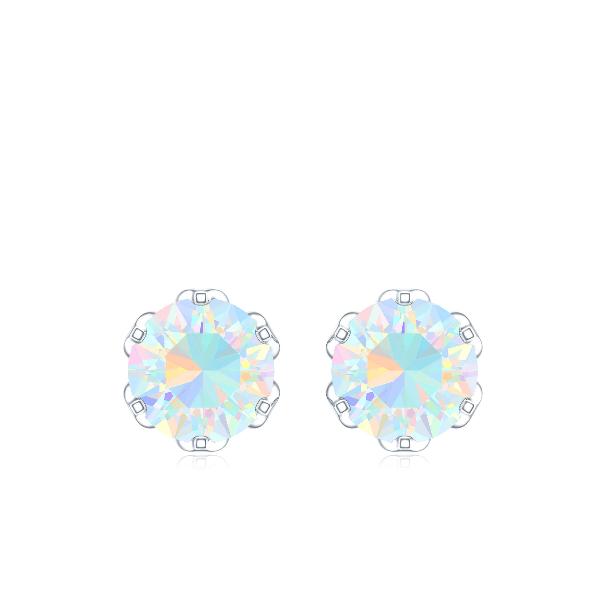 Natural 6mm Opalescent Earrings with Screw Back AAA - Rosec Jewels