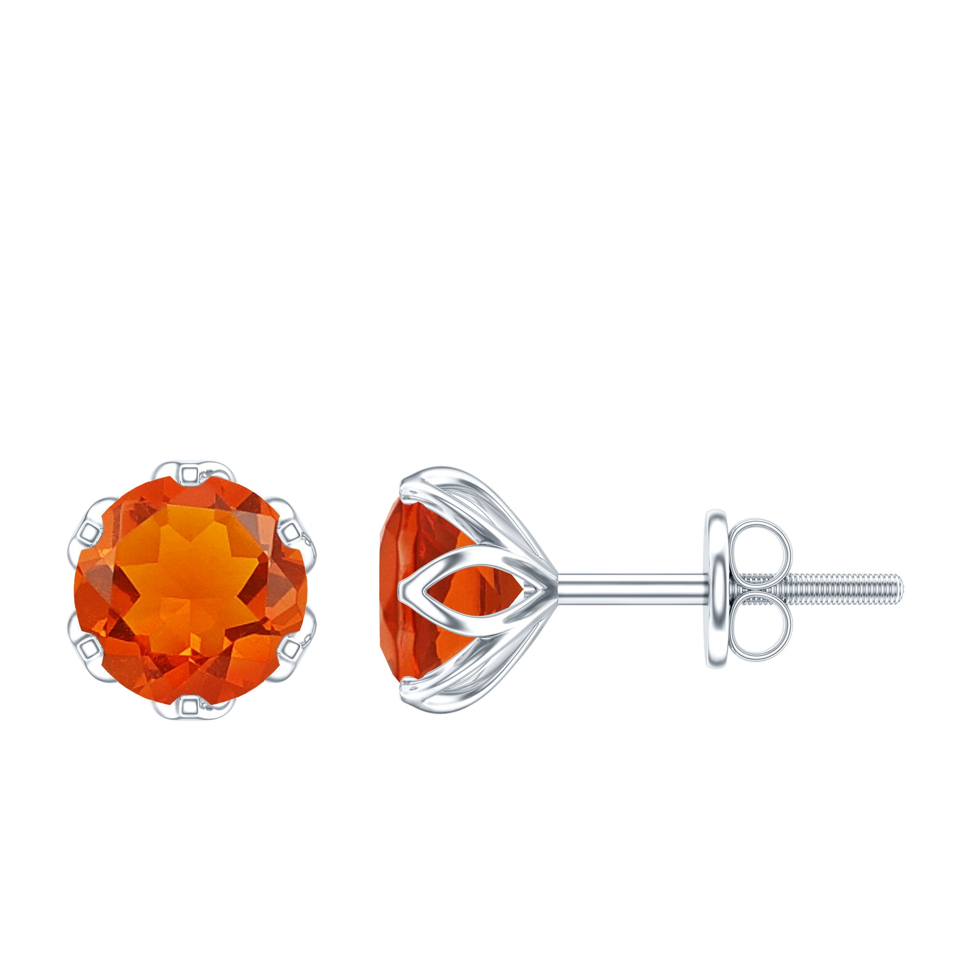 Certified Natural Fire Opal Stud Earrings with Screw Back AAA - Rosec Jewels