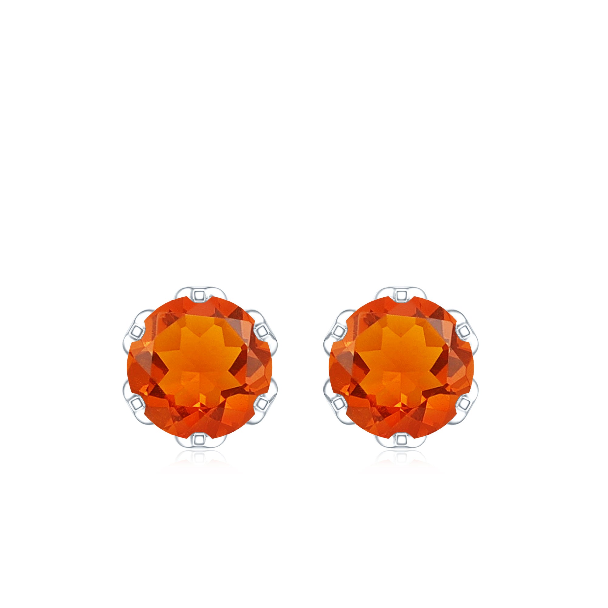 Certified Natural Fire Opal Stud Earrings with Screw Back AAA - Rosec Jewels