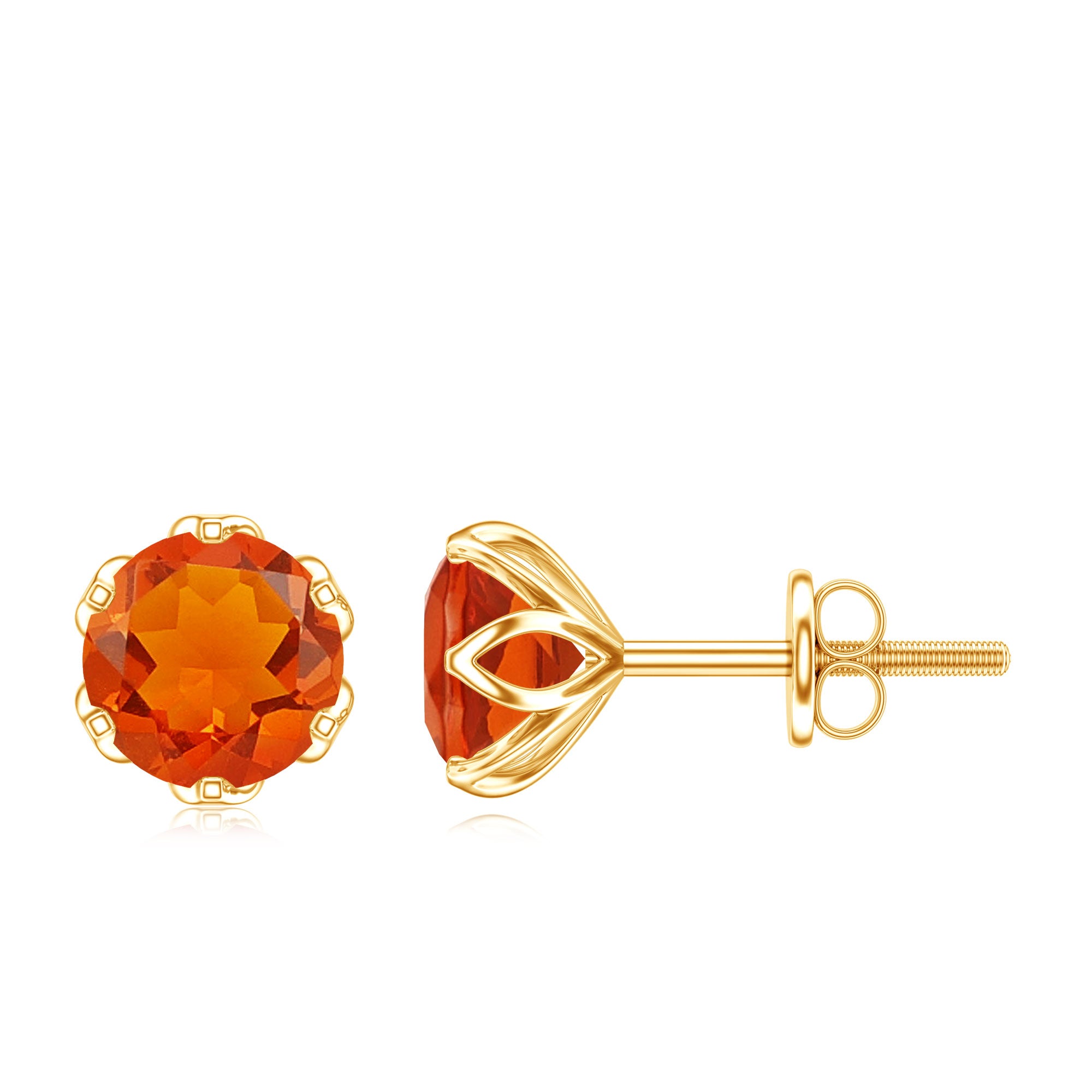 Certified Natural Fire Opal Stud Earrings with Screw Back AAA - Rosec Jewels