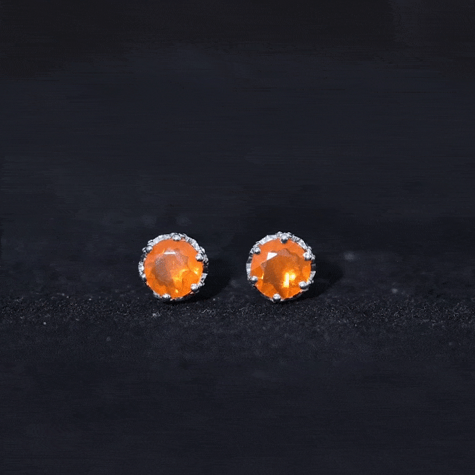 1.5 Carat Fire Opal Solitaire Crown Stud Earrings AAA - Rosec Jewels