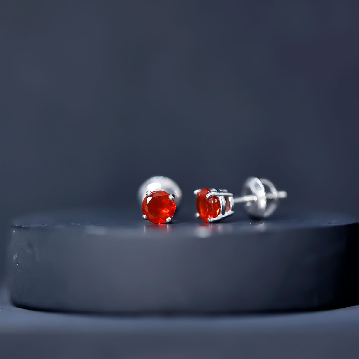 Fire Opal Stud Earrings with Screw on Backs AAA - Rosec Jewels