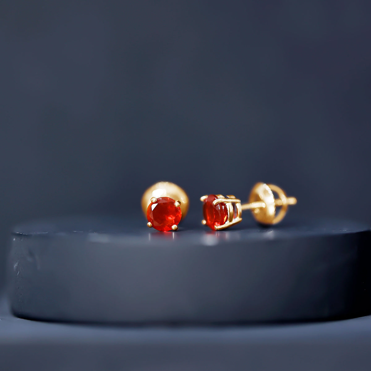 Fire Opal Stud Earrings with Screw on Backs AAA - Rosec Jewels