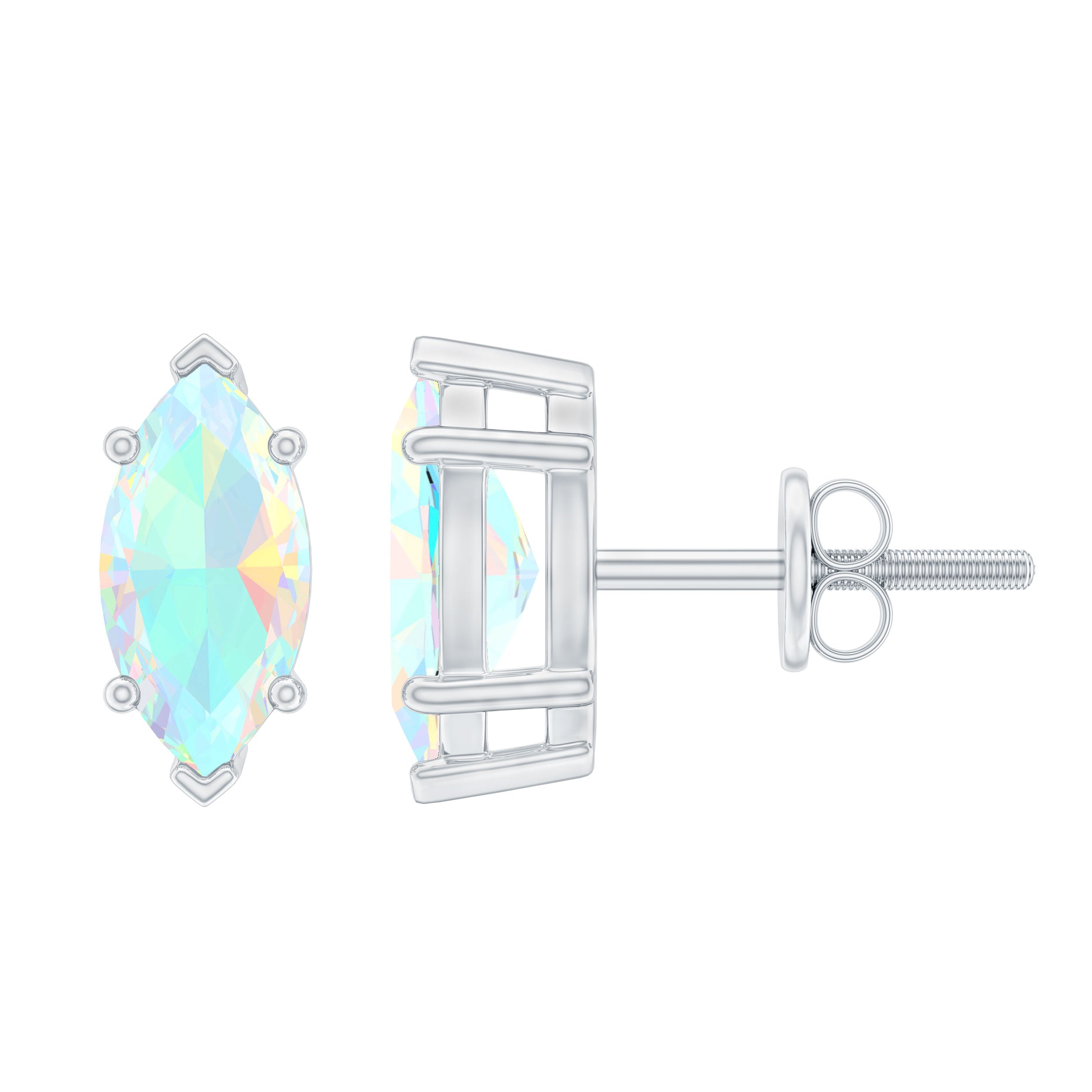 Certified Real Marquise Ethiopian Opal Earrings with Screw Back