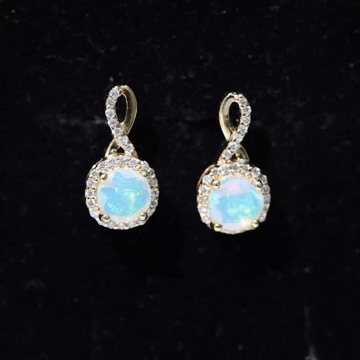 1 Carat Ethiopian Opal and Diamond Infinity Stud Earrings AAA - Rosec Jewels