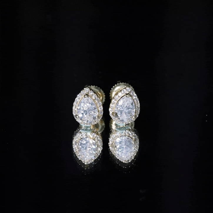 1.75 CT Classic Moissanite Teardrop Stud Earrings with Halo D-VS1 - Rosec Jewels