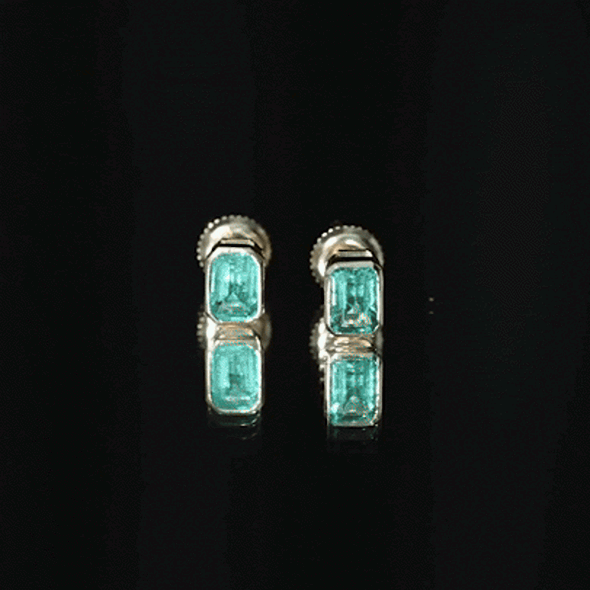 Natural Emerald Cut 4X6 MM Emerald Stud Earrings AAA - Rosec Jewels