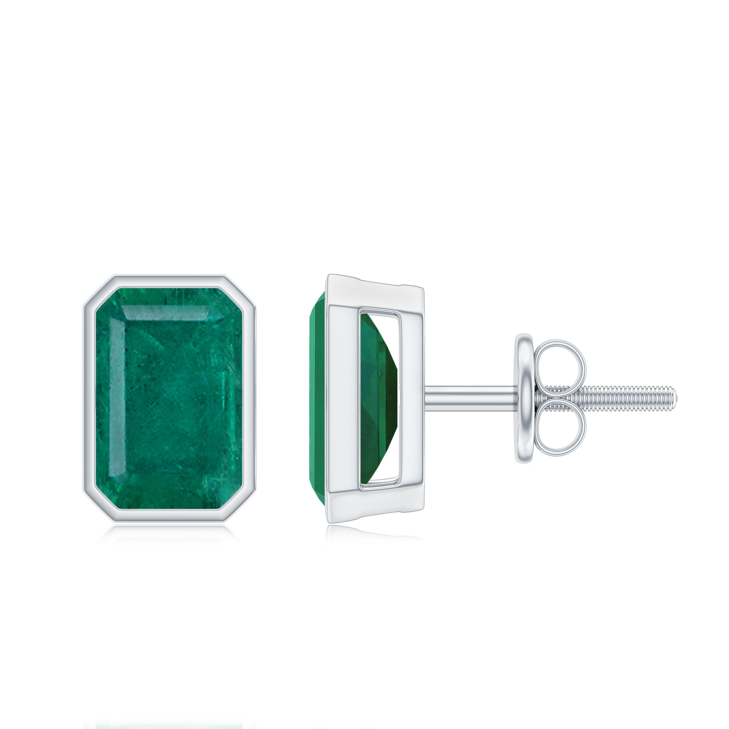 Natural Emerald Cut 4X6 MM Emerald Stud Earrings