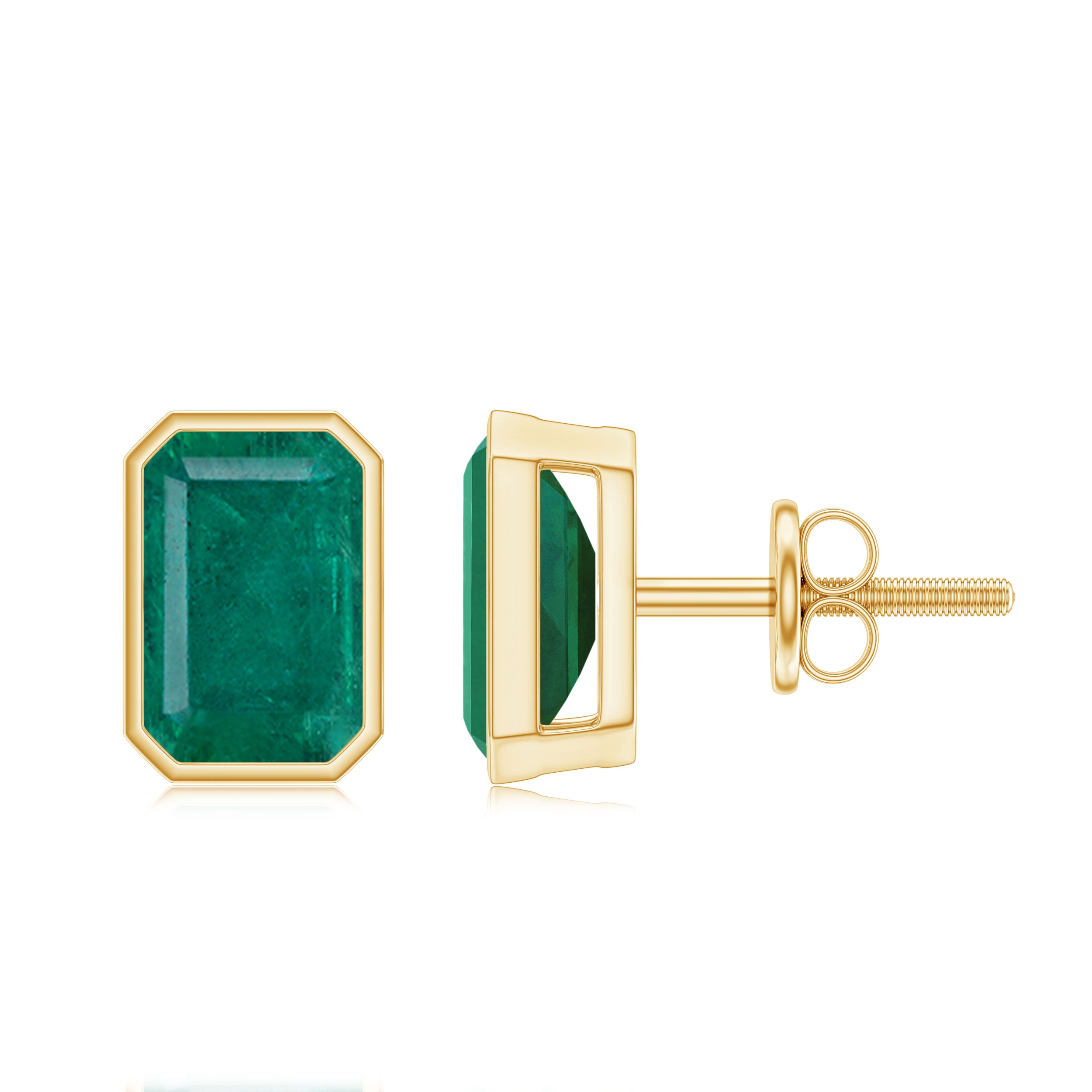 Natural Emerald Cut 4X6 MM Emerald Stud Earrings AAA - Rosec Jewels