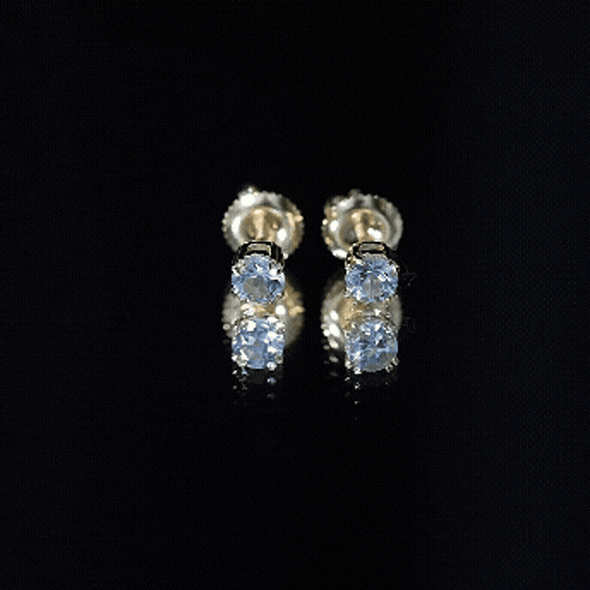 4MM Genuine Aquamarine Solitaire Stud Earrings in Double Claw Prong Setting AAA - Rosec Jewels