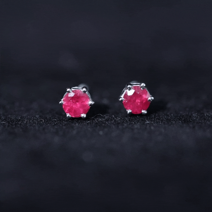 Minimalist Ruby Solitaire Stud Earrings for Women AAA - Rosec Jewels