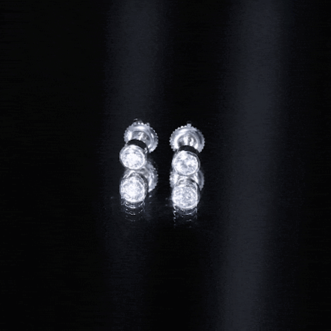 Certified Moissanite Solitaire Stud Earrings in Bezel Setting D-VS1 - Rosec Jewels