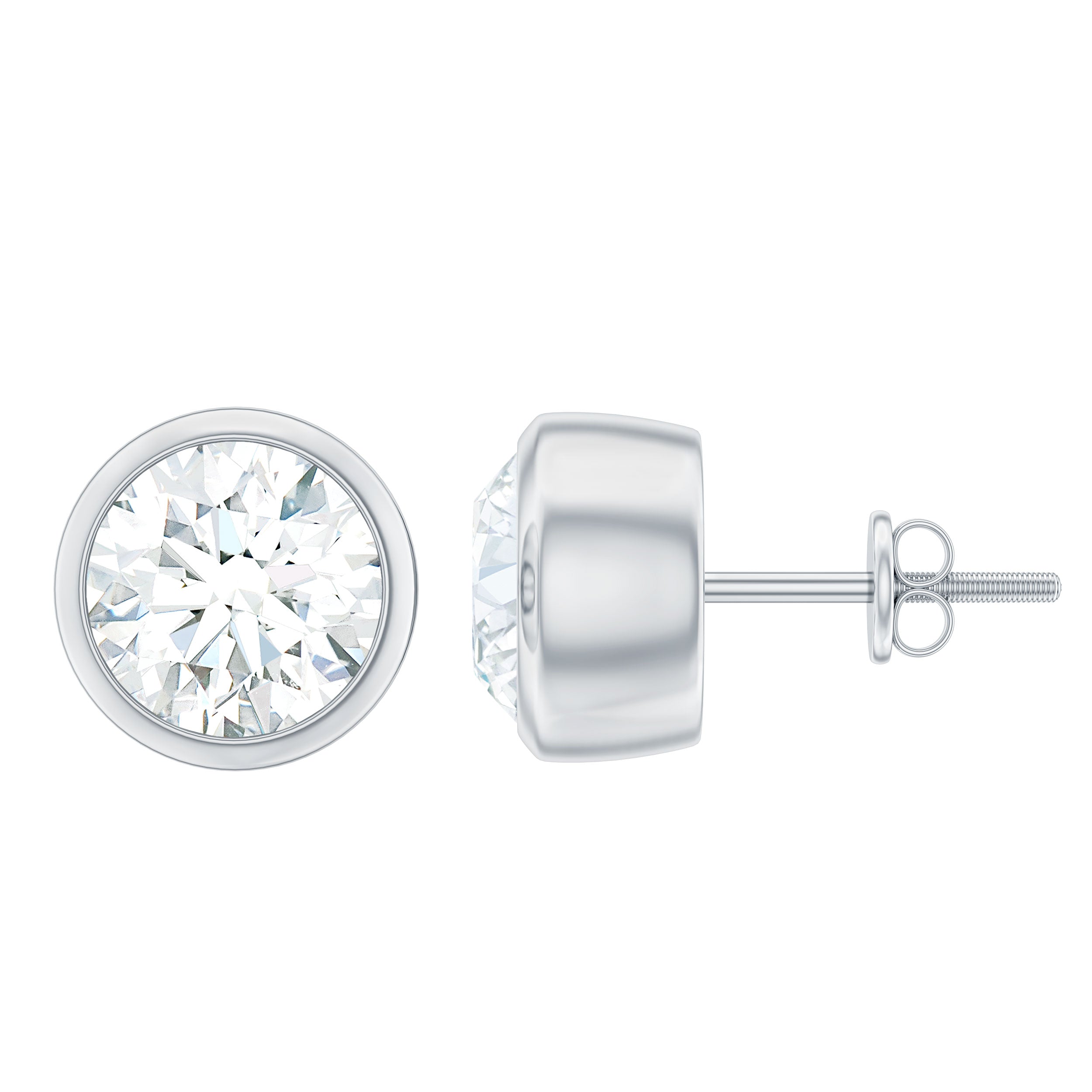 Boucles d'oreilles solitaires certifiées Moissanite en serti clos