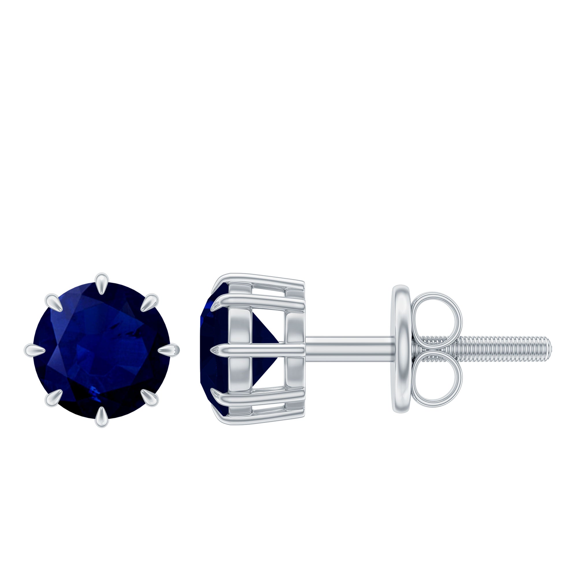 Natural 1.9 Carat Blue Sapphire Solitaire Stud Earrings AAA - Rosec Jewels
