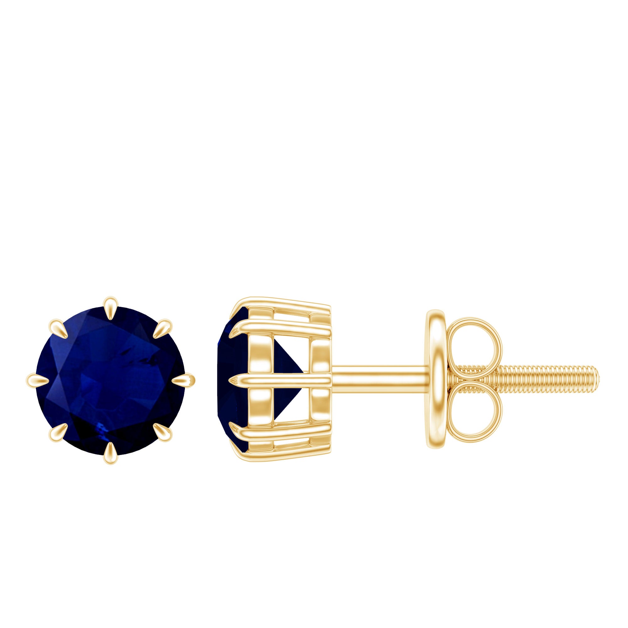 Natural 1.9 Carat Blue Sapphire Solitaire Stud Earrings AAA - Rosec Jewels