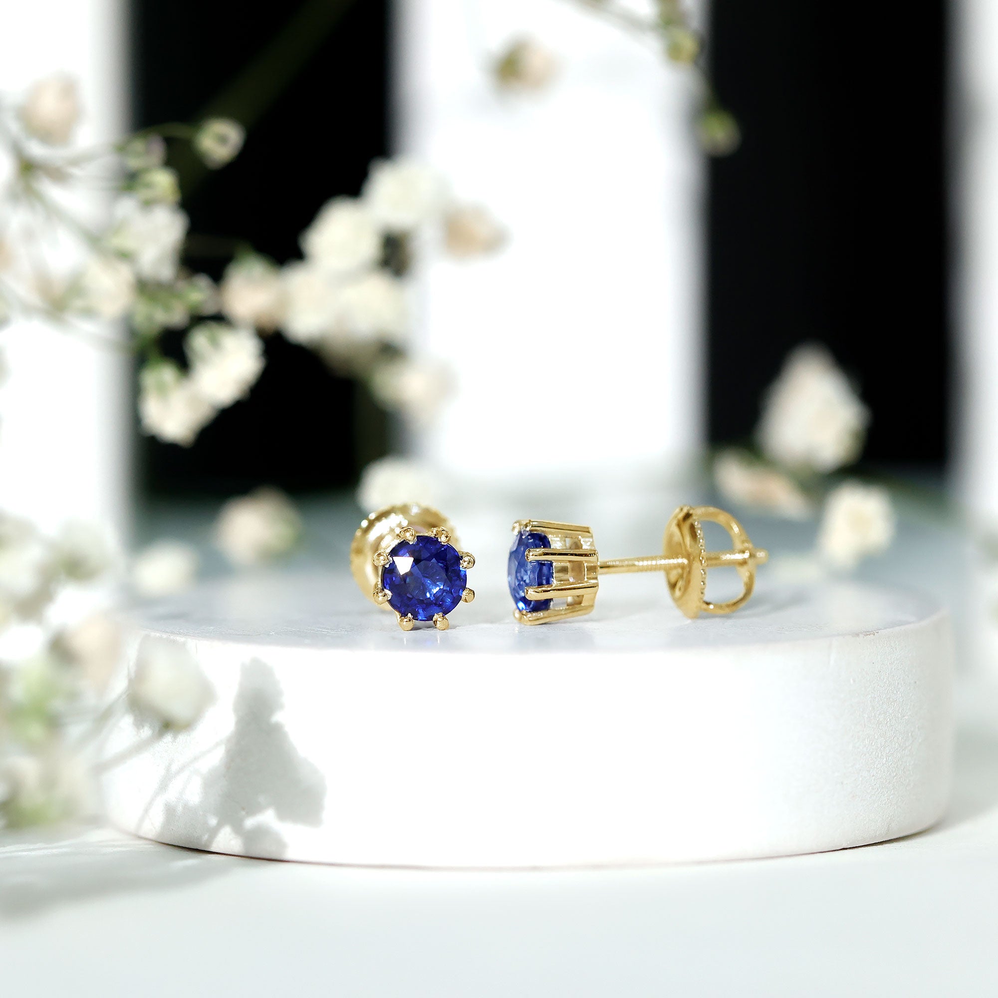 Natural 1.9 Carat Blue Sapphire Solitaire Stud Earrings AAA - Rosec Jewels