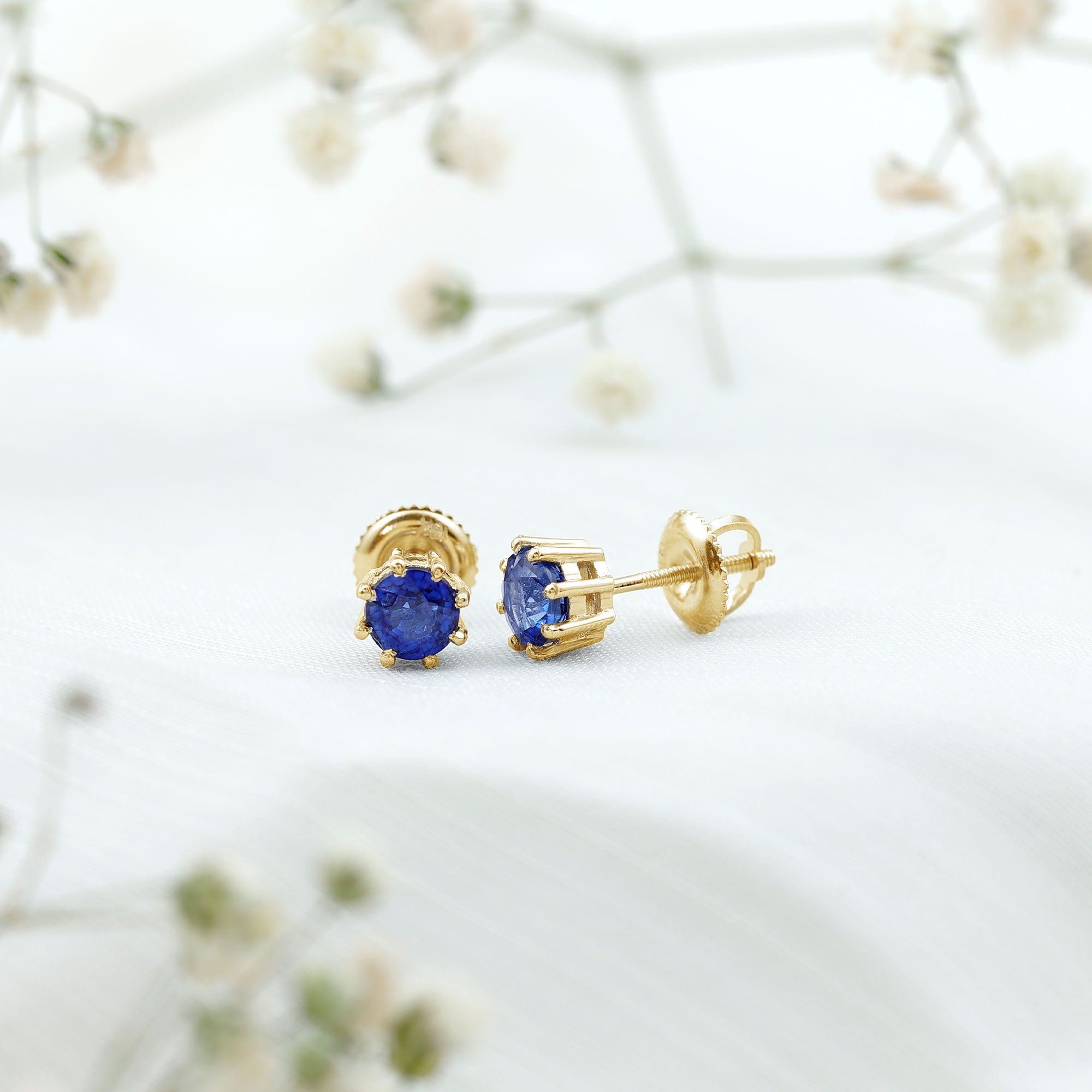 Natural 1.9 Carat Blue Sapphire Solitaire Stud Earrings AAA - Rosec Jewels