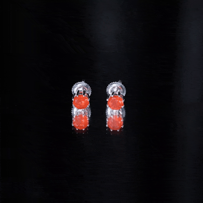 Natural Fire Opal Solitaire Stud Earrings for Women AAA - Rosec Jewels