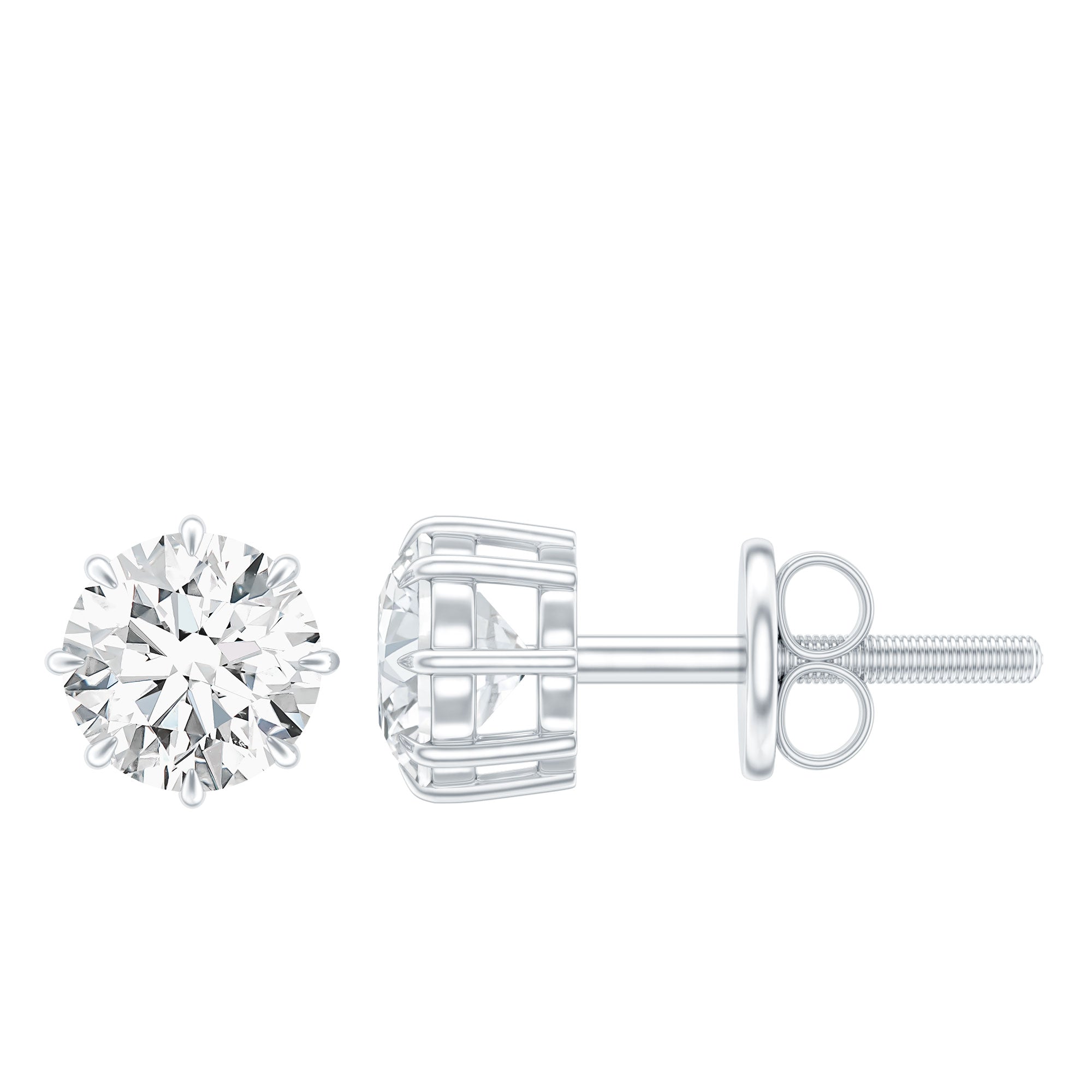 1 CT Certified Moissanite Solitaire Stud Earrings