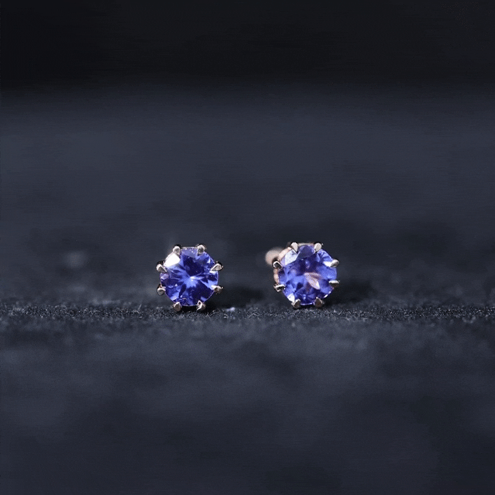 1 Carat Natural Tanzanite Round Stud Earrings for Women AAA - Rosec Jewels