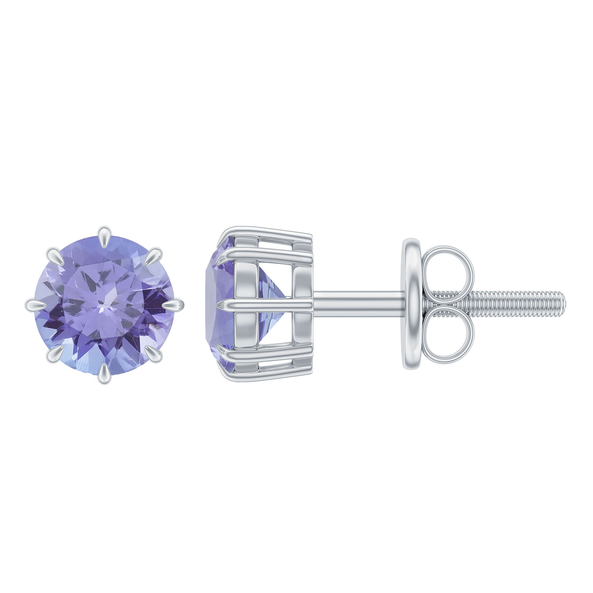 1 Carat Natural Tanzanite Round Stud Earrings for Women AAA - Rosec Jewels