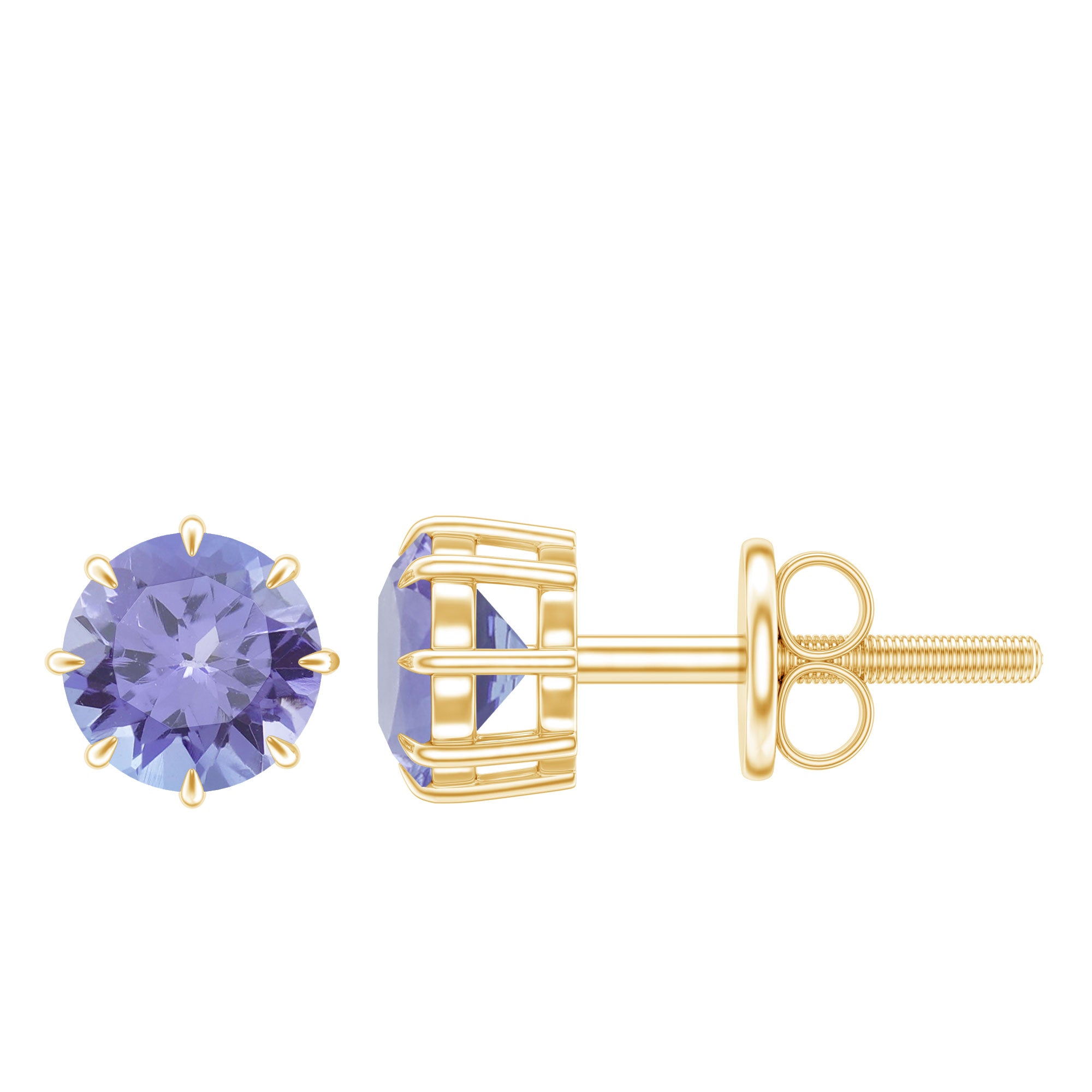 1 Carat Natural Tanzanite Round Stud Earrings for Women AAA - Rosec Jewels