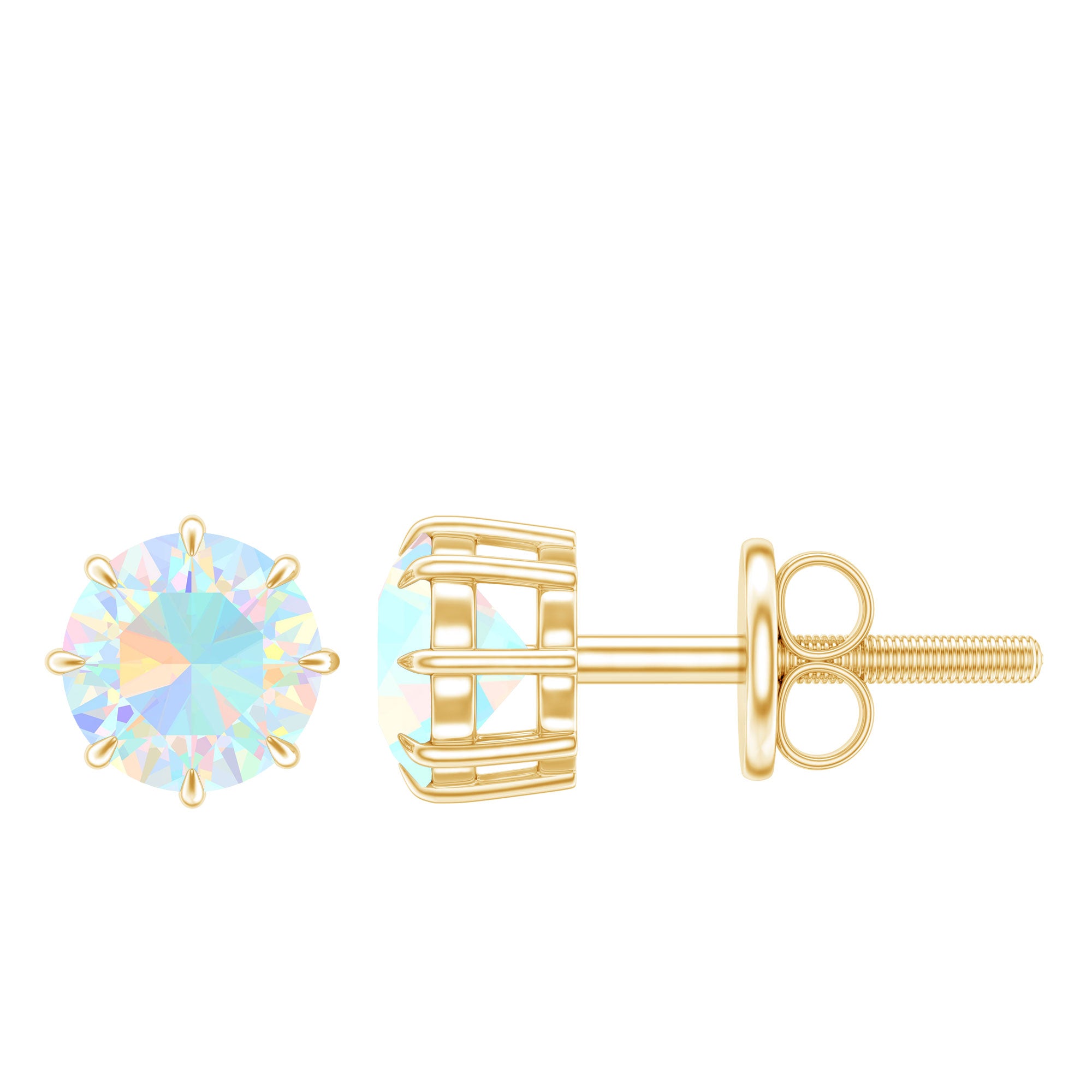 1 Carat Natural Ethiopian Opal Solitaire Stud Earrings AAA - Rosec Jewels